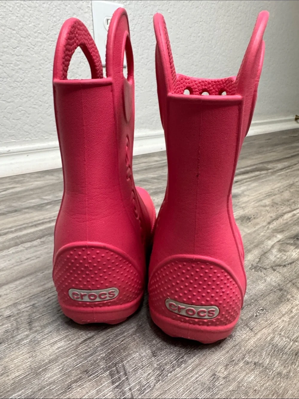Crocs Kids Waterproof Pink Handle It Rain Boots Size 9C
